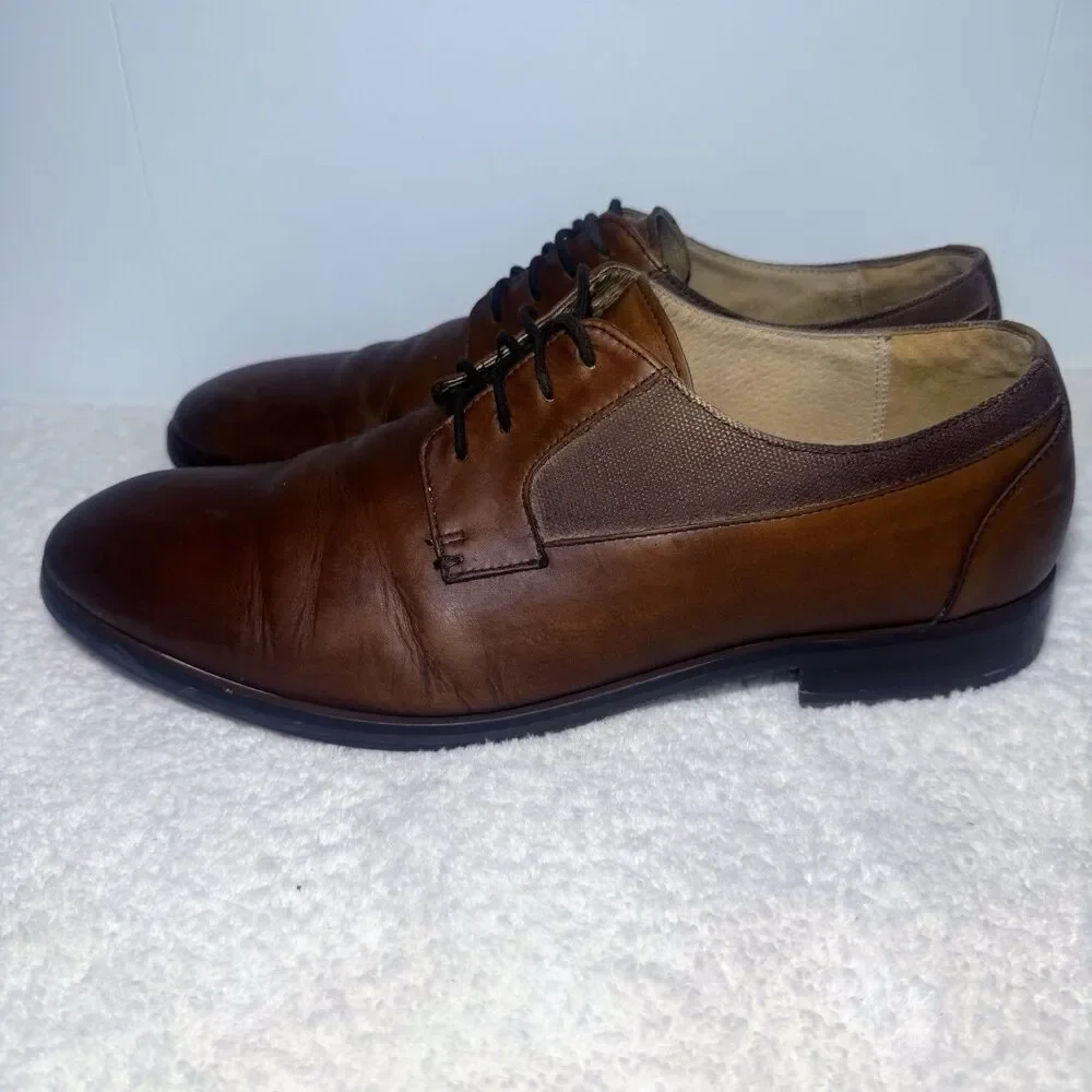 Aston Grey Collection 1013159 Legaoni Men's 12 Brown Leather Oxfords Shoes